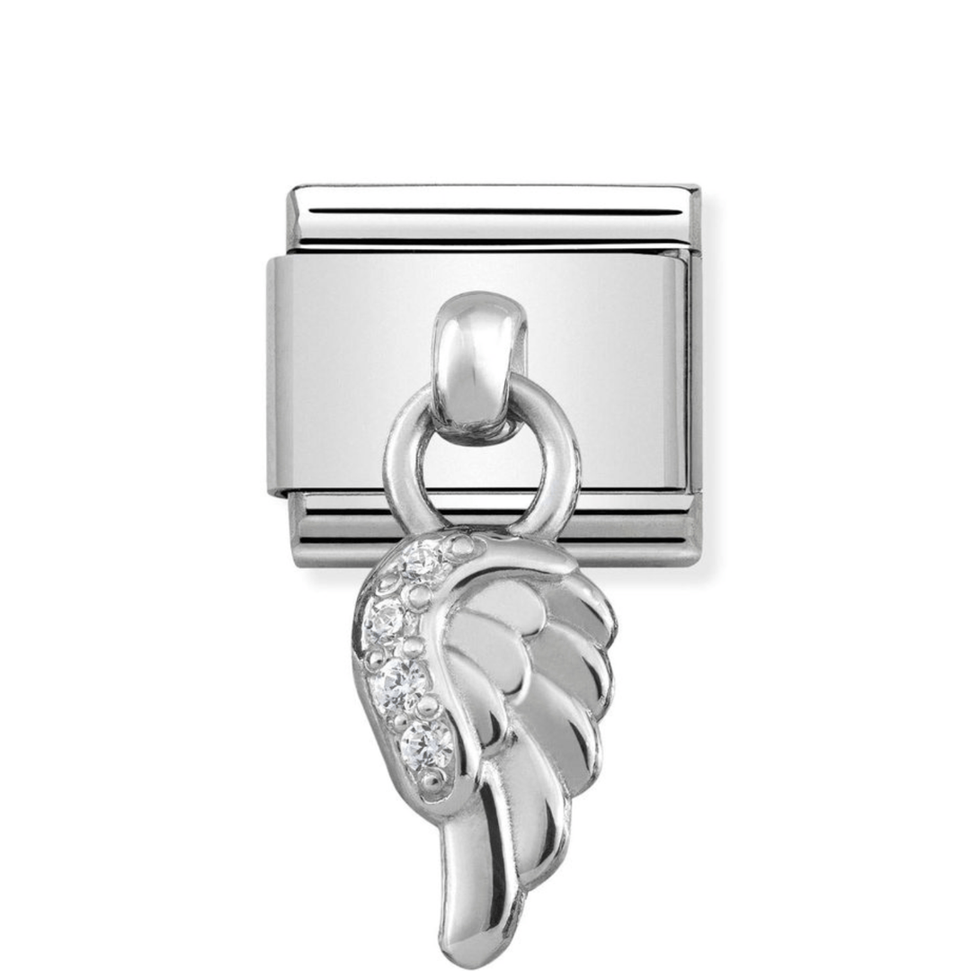 Nomination Classic Silver Dangle CZ Angel Wing Pendant Charm - MococoNomination331800/068033497384614Charms and Links
