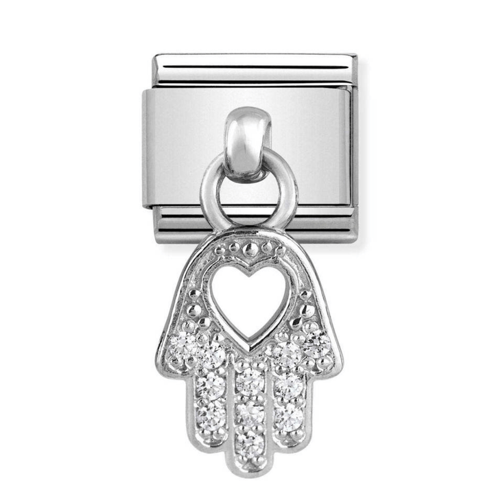 Nomination Classic Silver Dangle CZ Hand of Fatima Pendant Charm - MococoNomination331800/208033497399793Charms and Links