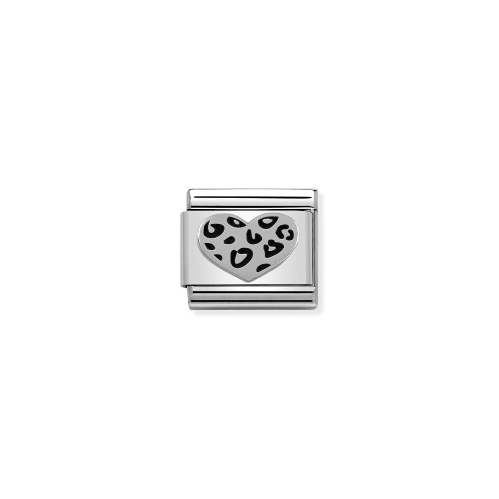 Nomination Classic Silver Leopard Print Heart Charm - MococoNomination330101/058033497342485Charms and Links