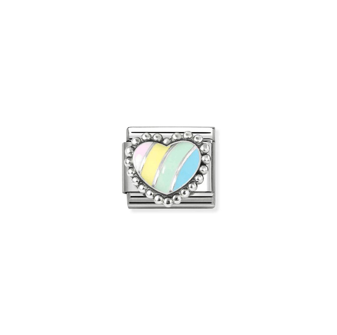 Nomination Classic Silver Multicoloured Raised Heart Charm - MococoNomination330204/378033497565877Charms and Links