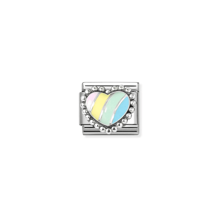Nomination Classic Silver Multicoloured Raised Heart Charm - MococoNomination330204/378033497565877Charms and Links