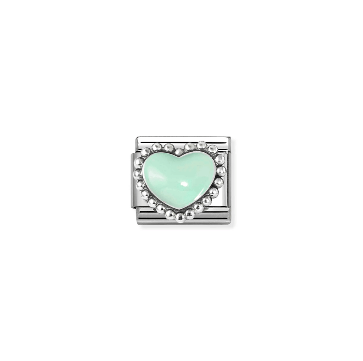 Nomination Classic Silver Pastel Green Raised Heart Charm - MococoNomination330204/358033497565853Charms and Links