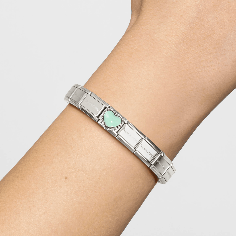 Nomination Classic Silver Pastel Green Raised Heart Charm - MococoNomination330204/358033497565853Charms and Links
