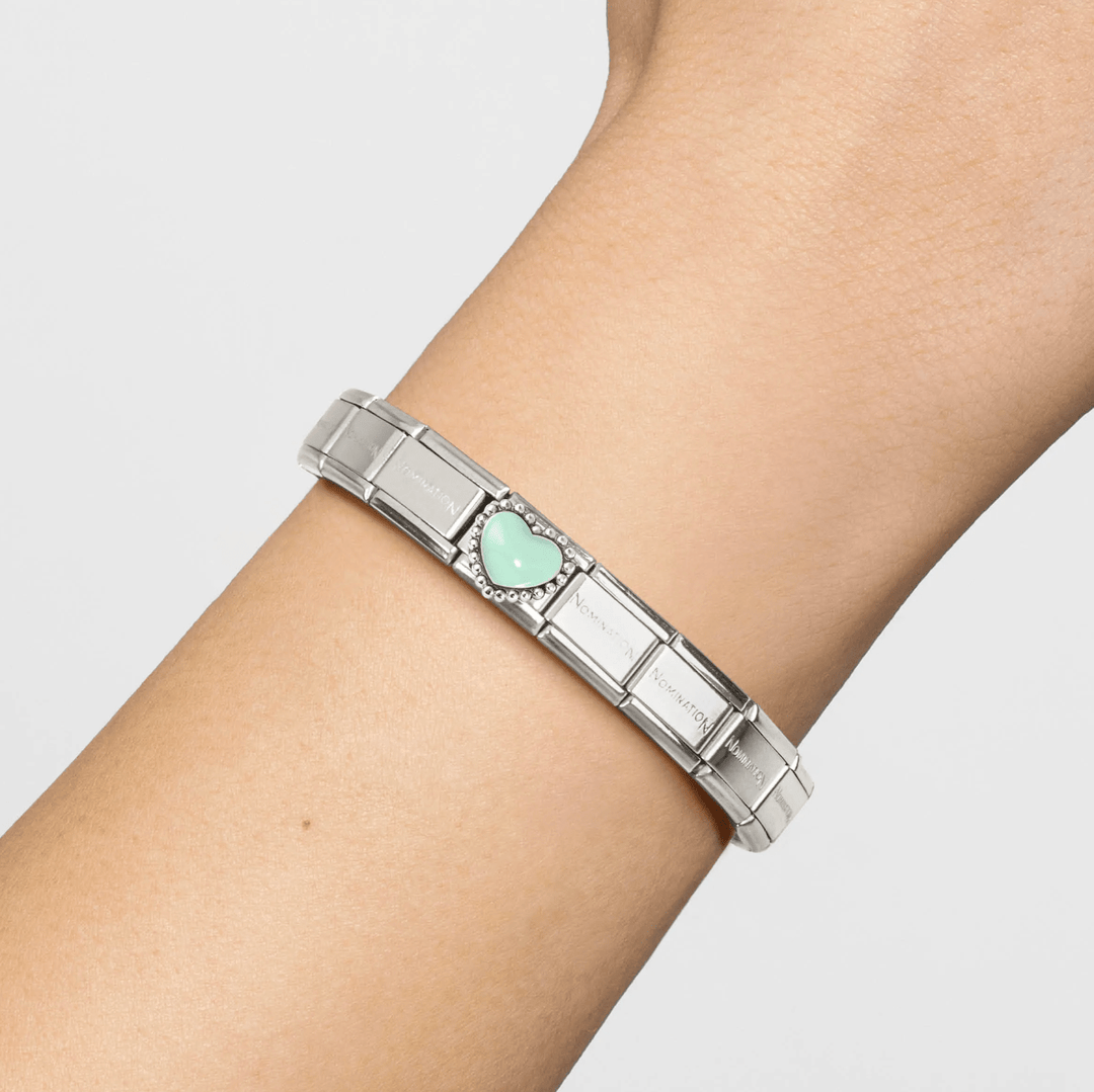 Nomination Classic Silver Pastel Green Raised Heart Charm - MococoNomination330204/358033497565853Charms and Links