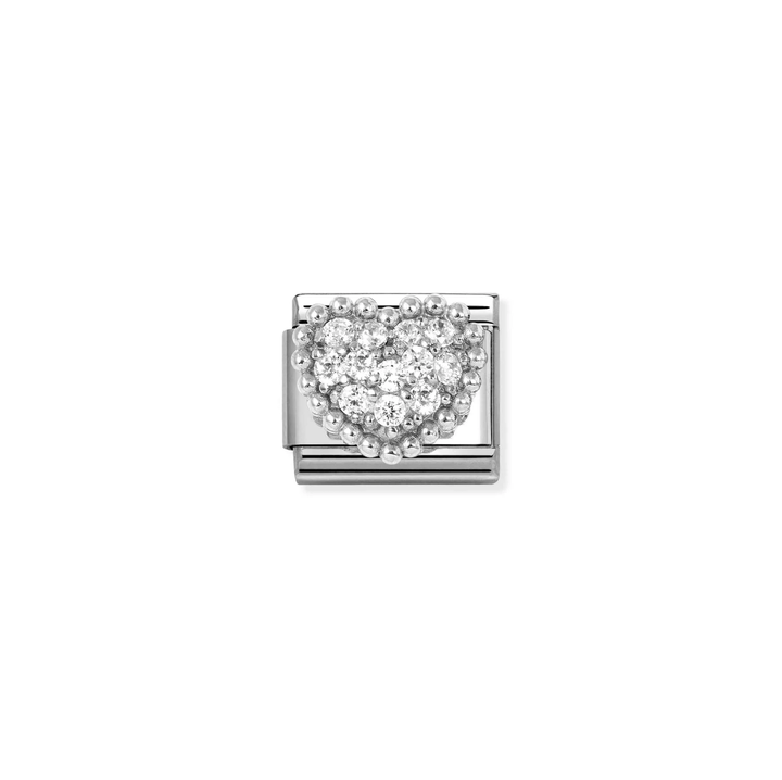 Nomination Classic Silver Pave Dotted Heart Charm - MococoNomination330322/078033497565914Charms and Links