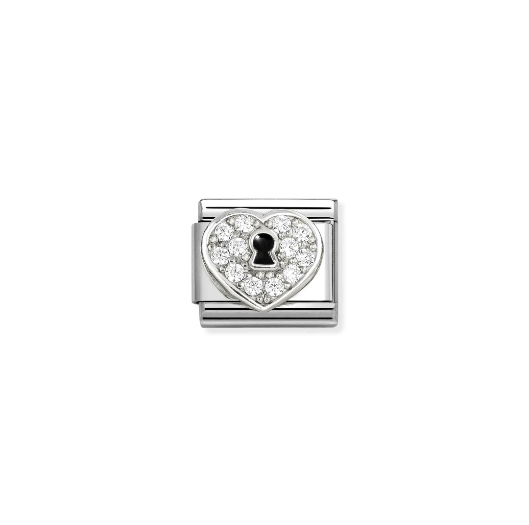 Nomination Classic Silver Pave Heart Padlock Charm - MococoNomination330328/098033497565952Charms and Links