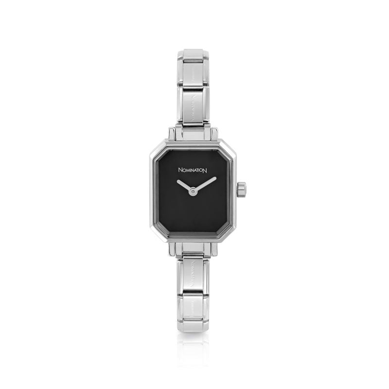Nomination Classic Silver Rectangular Black Dial Watch - MococoNomination076030/0128033497408129Watches and Accessories