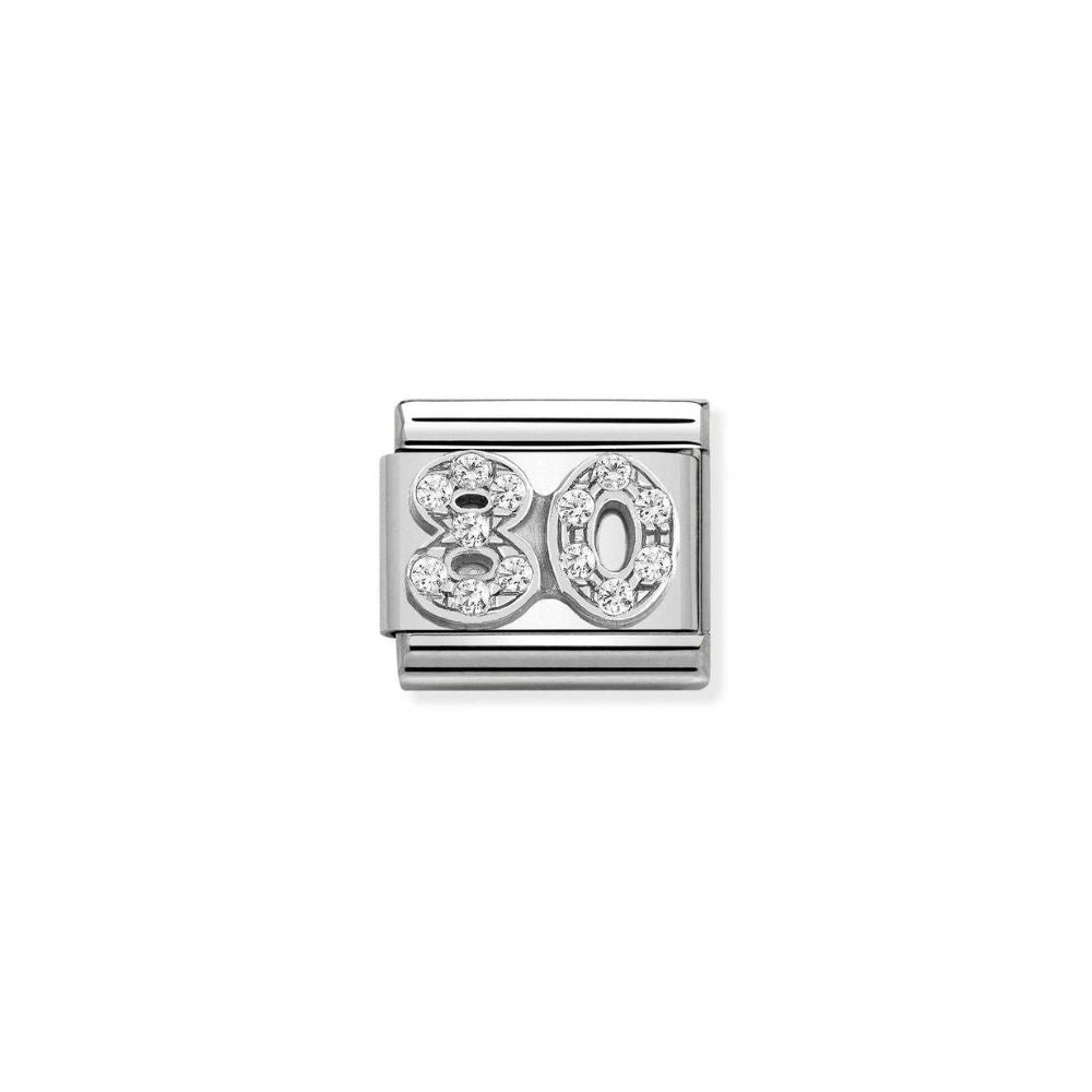 Nomination Classic Silver Sparkling Number 80 Charm - MococoNomination330304/348033497485175Charms and Links
