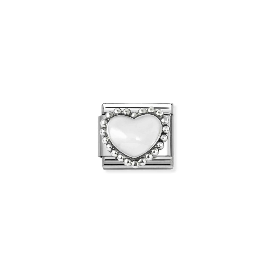 Nomination Classic Silver White Raised Heart Charm - MococoNomination330204/368033497565860Charms and Links