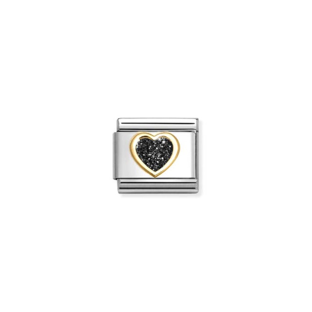 Nomination Classic Yellow Gold Black Glitter Heart Enamel Charm Link - MococoNomination030220/108033497536761Charms