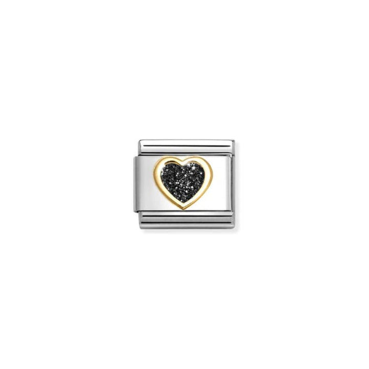 Nomination Classic Yellow Gold Black Glitter Heart Enamel Charm Link - MococoNomination030220/108033497536761Charms