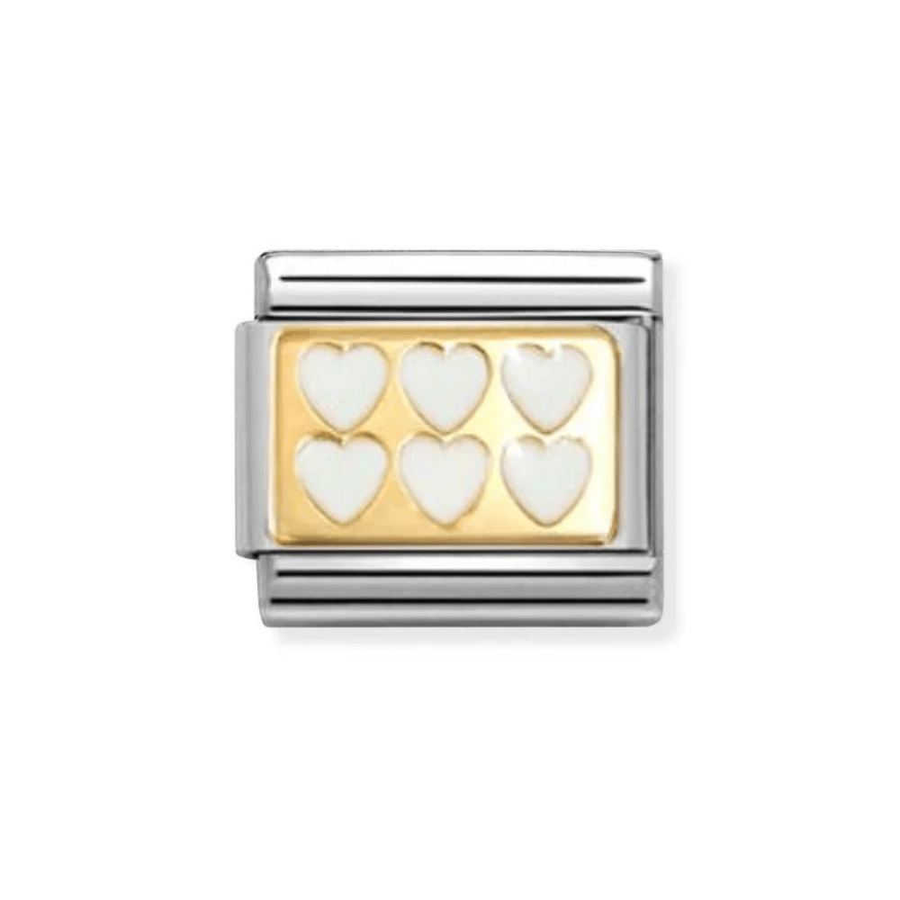 Nomination Classic Yellow Gold White Hearts Enamel Charm - MococoNomination030284/698033497553126Charms