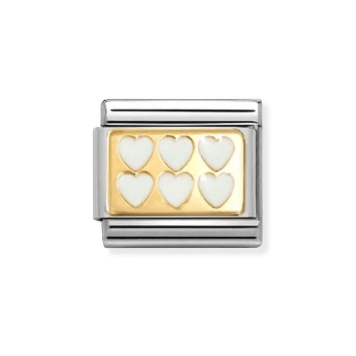 Nomination Classic Yellow Gold White Hearts Enamel Charm - MococoNomination030284/698033497553126Charms
