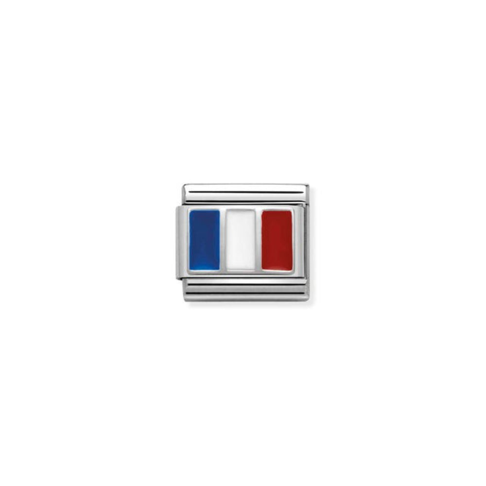 Nomination Composable Classic Flags Stainless Steel, Enamel & 925 Sterling Silver France Flag 9 mm Charm Link image