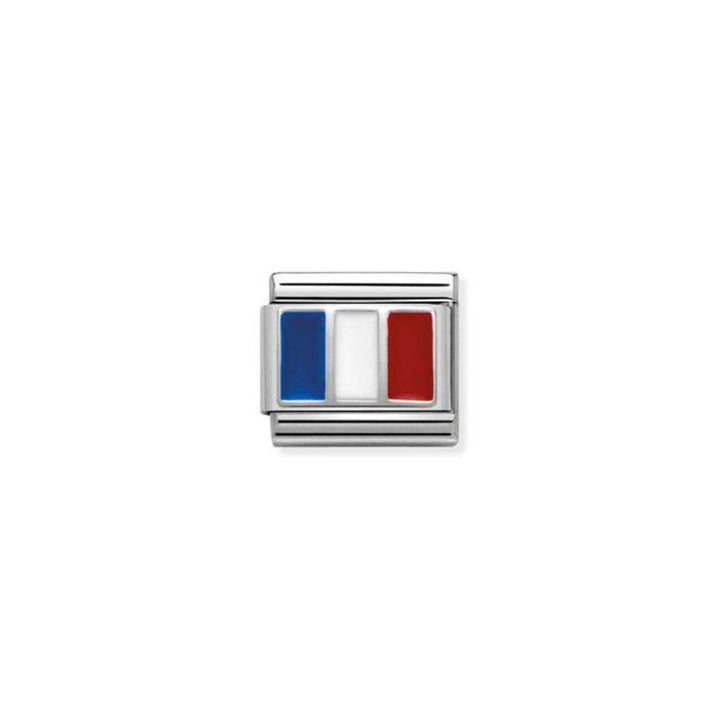 Nomination Composable Classic Flags Stainless Steel, Enamel & 925 Sterling Silver France Flag 9 mm Charm Link image