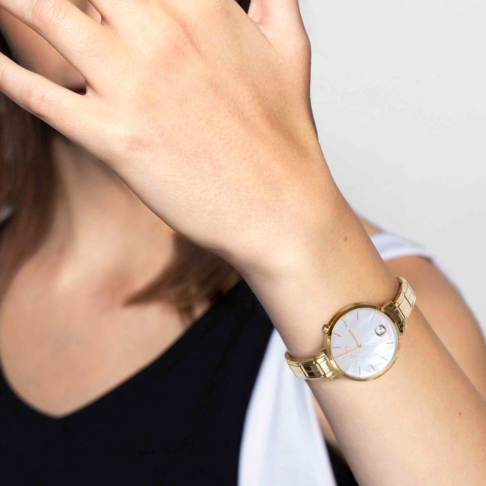 Nomination Composable Classic Gold Zircon and Round Steel Strapped Paris Silver Watch image 1