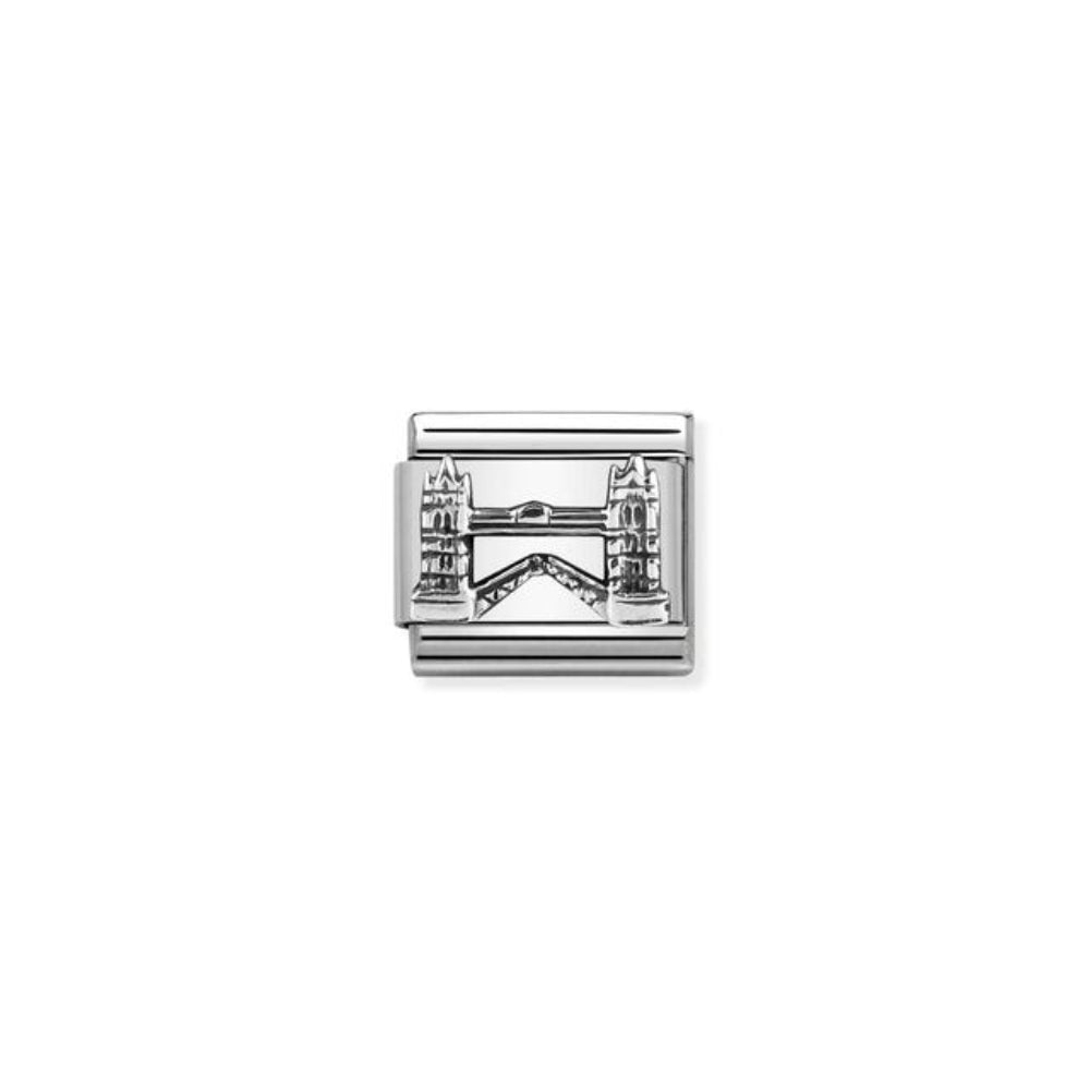 Nomination Composable Classic Monuments Relief Stainless Steel & 925 Sterling Silver Tower Bridge 9 mm Charm Link image