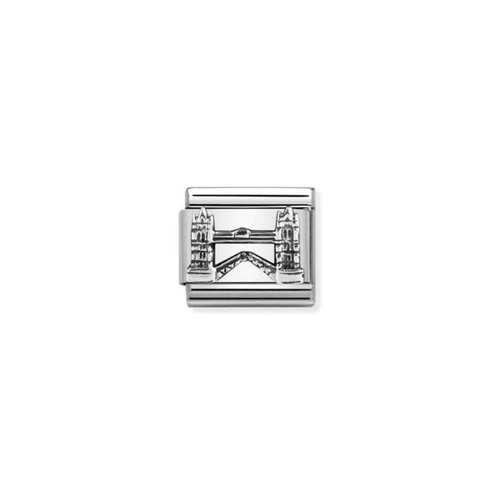 Nomination Composable Classic Monuments Relief Stainless Steel & 925 Sterling Silver Tower Bridge 9 mm Charm Link image