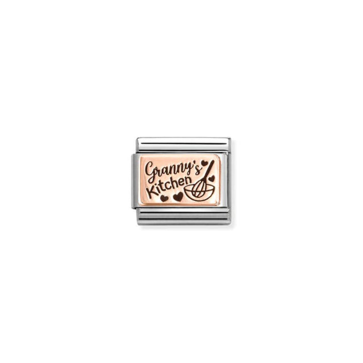 Nomination Composable Classic Plates Stainless Steel & 9K Rose Gold Granny's Kitchen Bowl 9 mm Charm Link image