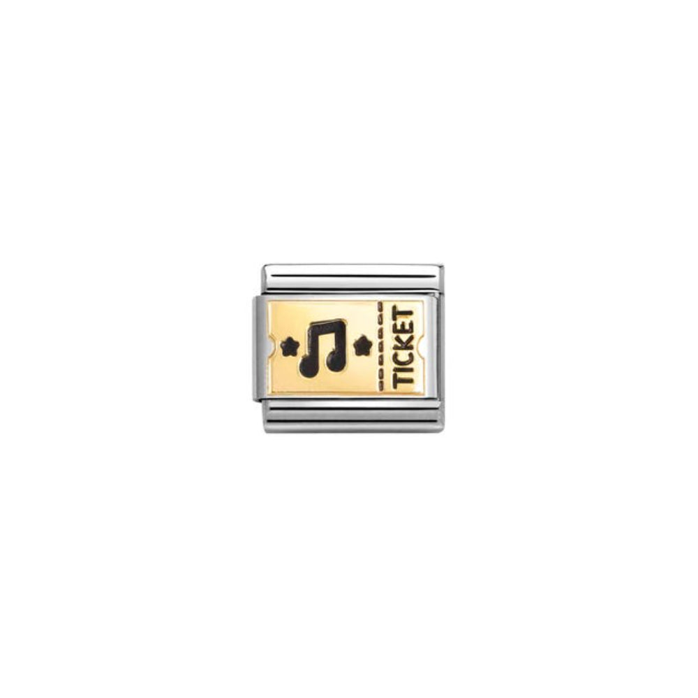 Nomination Composable Classic Plates Stainless Steel, Enamel & Bonded Yellow Gold Concert Ticket 9 mm Charm Link image