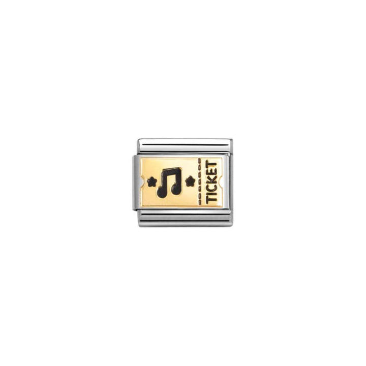 Nomination Composable Classic Plates Stainless Steel, Enamel & Bonded Yellow Gold Concert Ticket 9 mm Charm Link image
