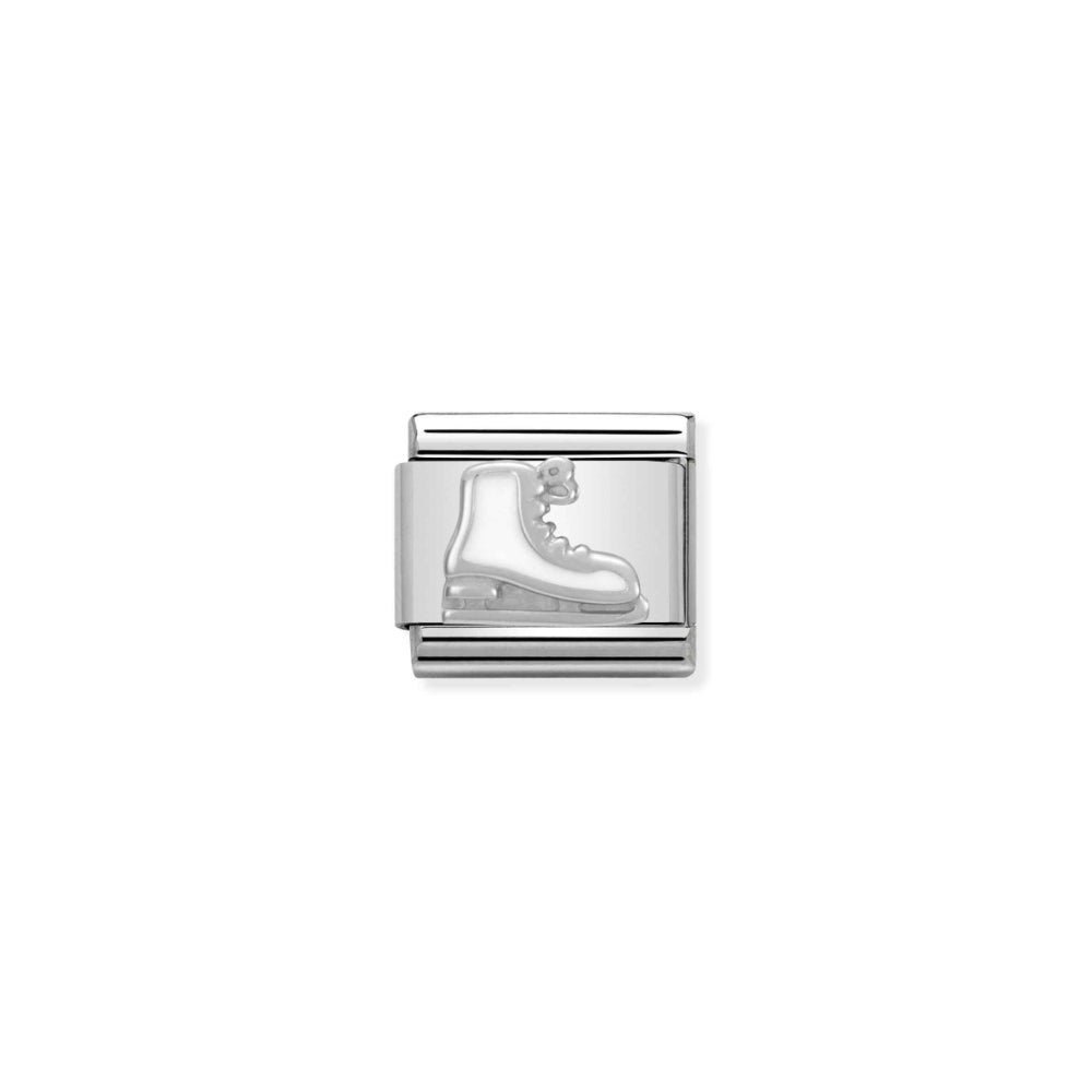 Nomination Composable Classic Silver and Enamel White Christmas Ice Skate Charm image