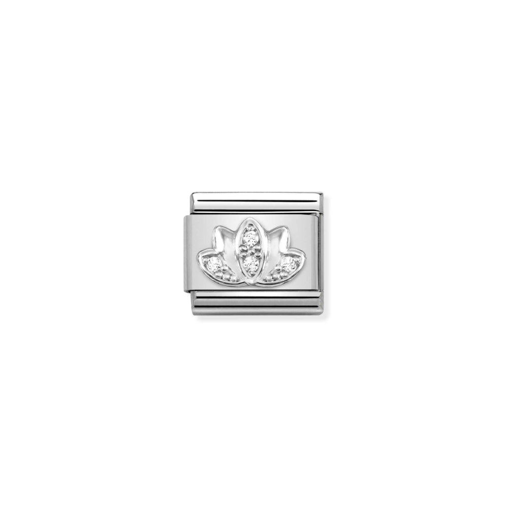 Nomination Composable Classic Silver Cubic Zirconia Lotus Flower Charm image