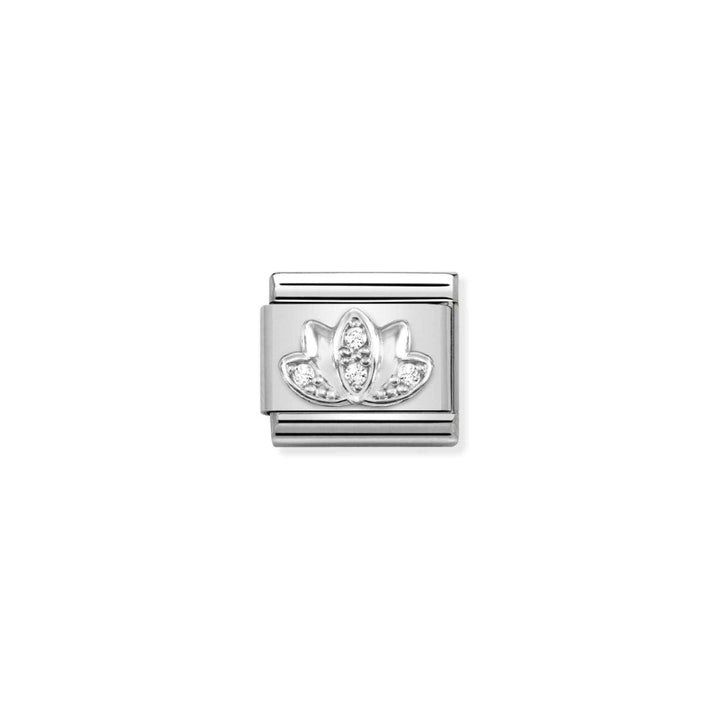 Nomination Composable Classic Silver Cubic Zirconia Lotus Flower Charm image