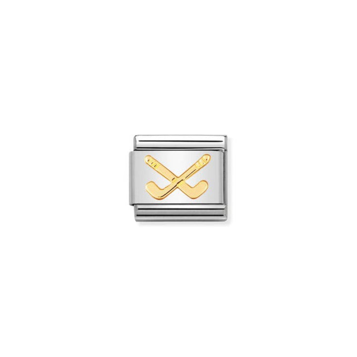 Nomination Composable Classic Sports Stainless Steel & Bonded Yellow Gold Hockey Clubs 9 mm Charm Link image