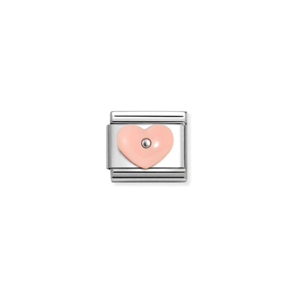 Nomination Composable Classic Stone Symbols Stainless Steel, Pink Synthetic Stone & 925 Sterling Silver Heart 9 mm Charm Link image