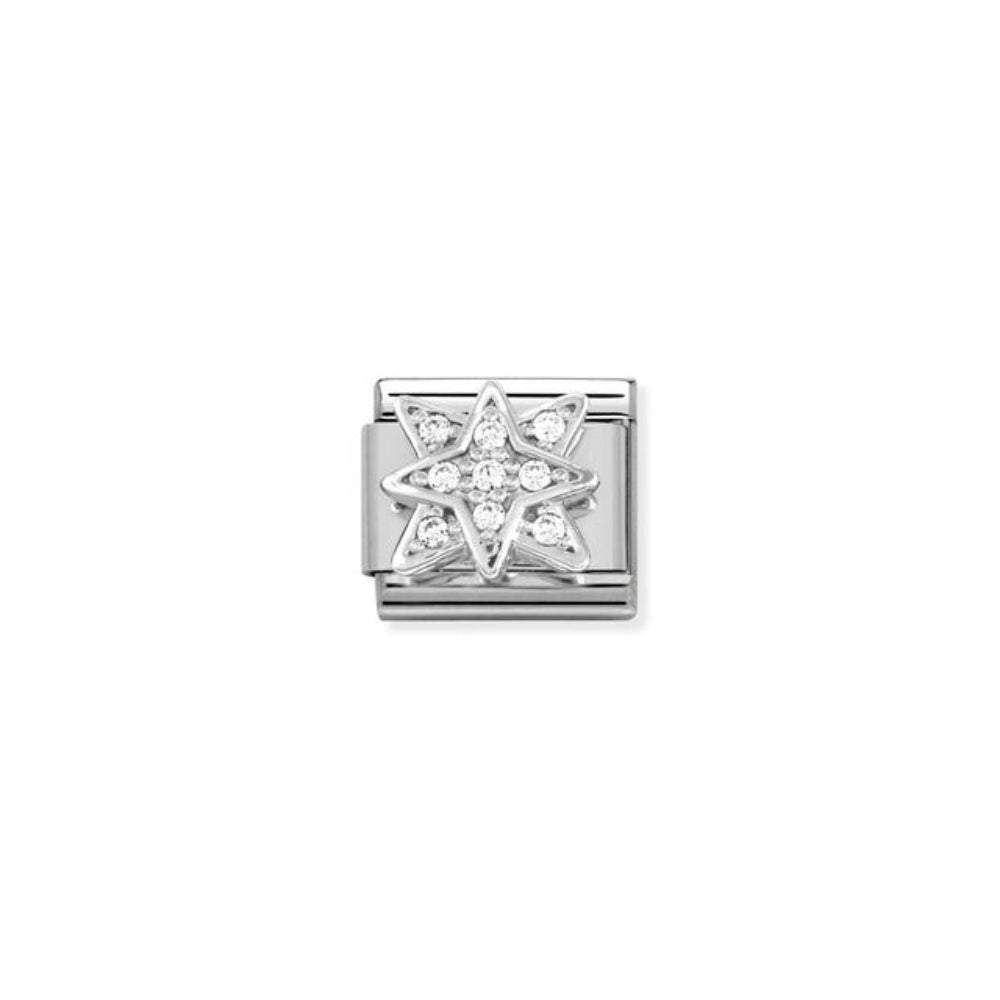 Nomination Composable Classic Symbols Stainless Steel, Cubic Zirconia & 925 Sterling Silver Windrose 9 mm Charm Link image