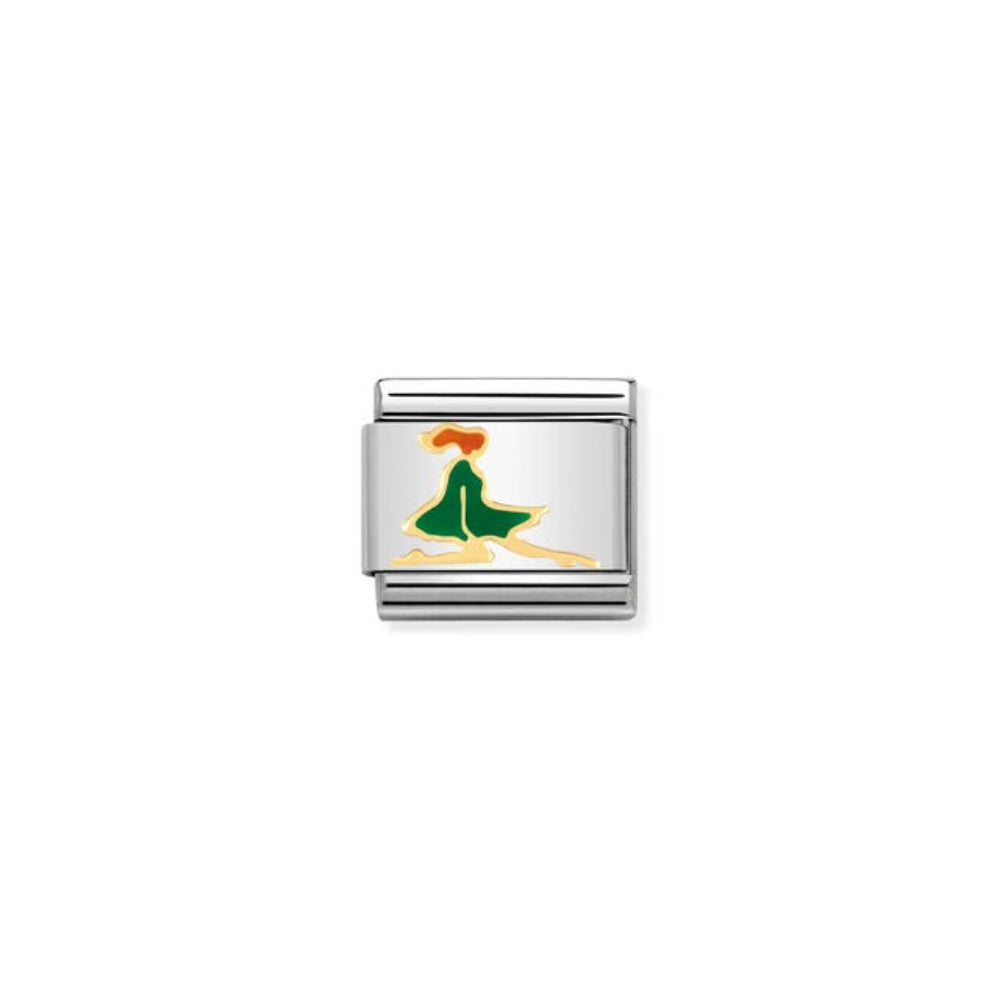Nomination Composable Classic U.K. Stainless Steel, Enamel & Bonded Yellow Gold Irish Dancer 9 mm Charm Link image
