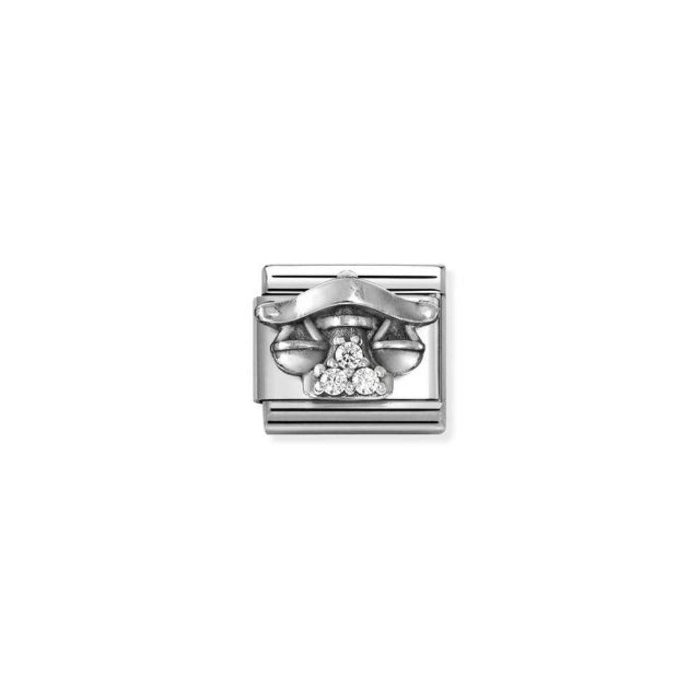 Nomination Composable Classic Zodiaco Relief Stainless Steel, White Cubic Zirconia & 925 Sterling Silver Libra 9 mm Charm Link image