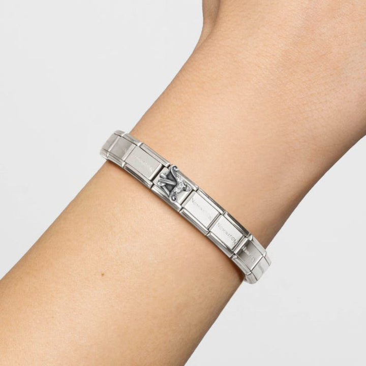 Nomination Composable Classic Zodiaco Relief Stainless Steel, White Cubic Zirconia & 925 Sterling Silver Sagittarius 9 mm Charm Link image 1