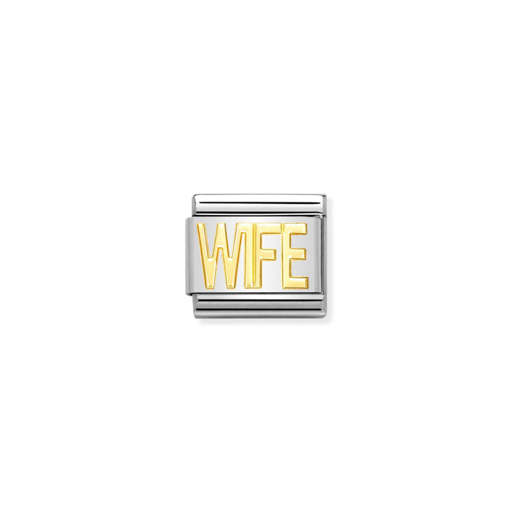 Nomination Composable Stainless Steel Yellow Gold Wife Writings Link Charm image