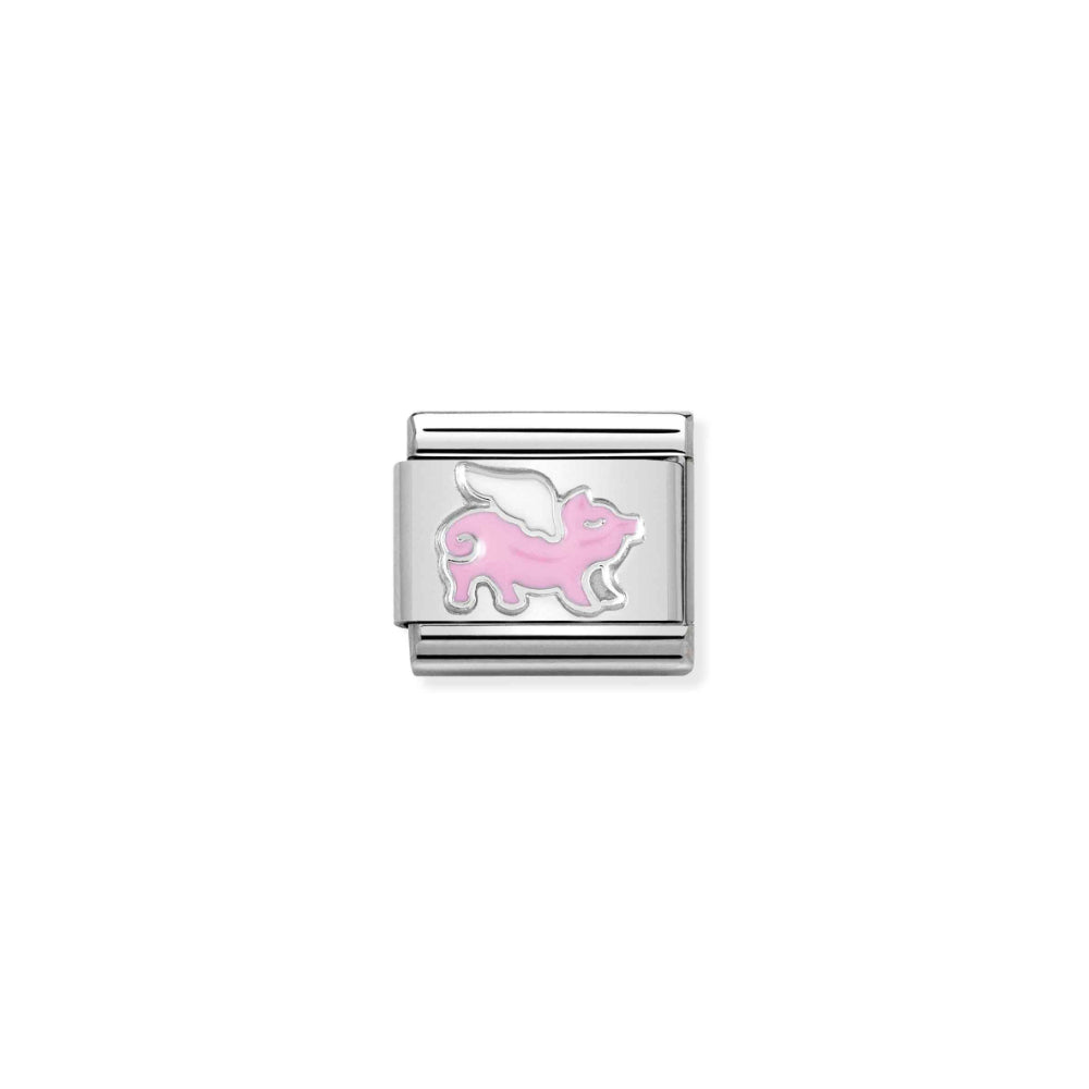 Nomination Composable Sterling Silver Enamel Flying Pig Link Charm image