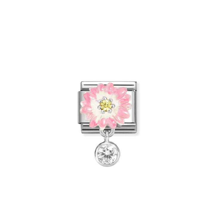 Nomination Composable Sterling Silver Pink Daisy CZ Pendant Link Charm image
