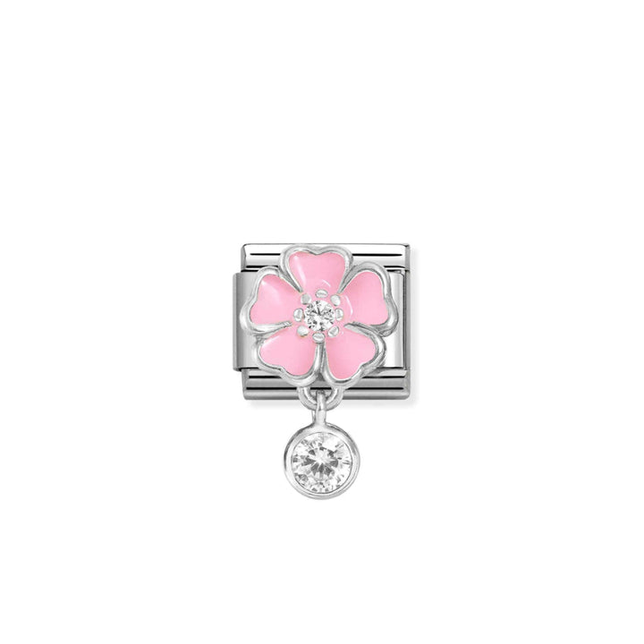 Nomination Composable Sterling Silver Pink Flower CZ Pendant Link Charm image
