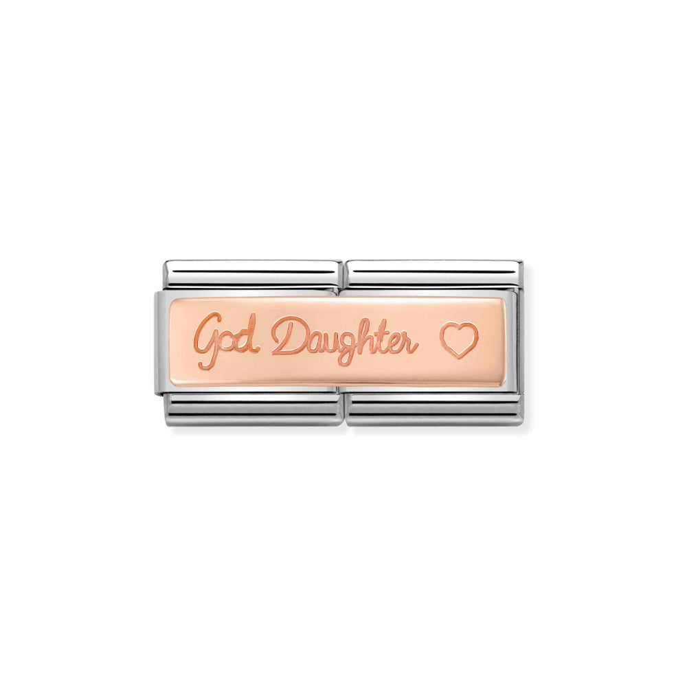 Nomination God and Rose Gold Composable Classic Double Engraved Steel and Custom Daughter Charm Image 1