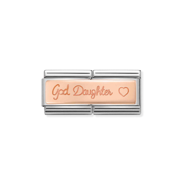 Nomination God and Rose Gold Composable Classic Double Engraved Steel and Custom Daughter Charm Image 1