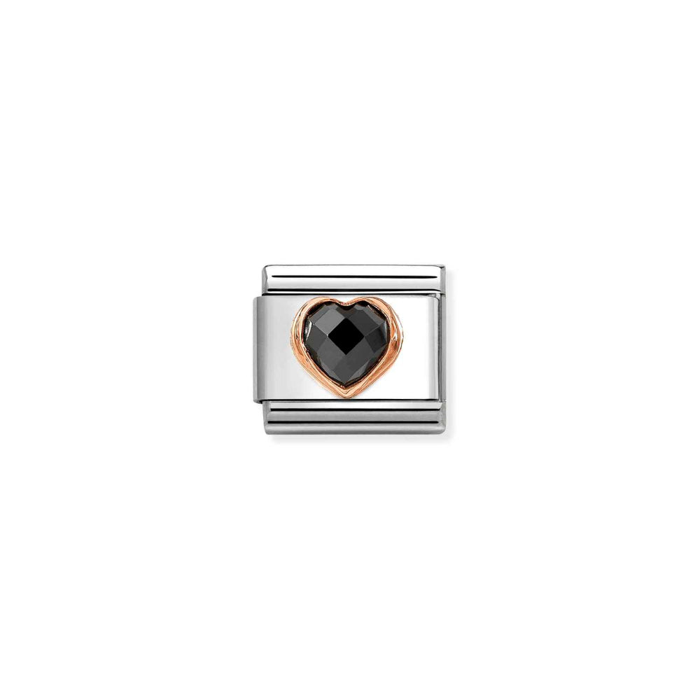 Nomination Gold and Black Composable Classic CZ Faceted Heart Steel Charm Image