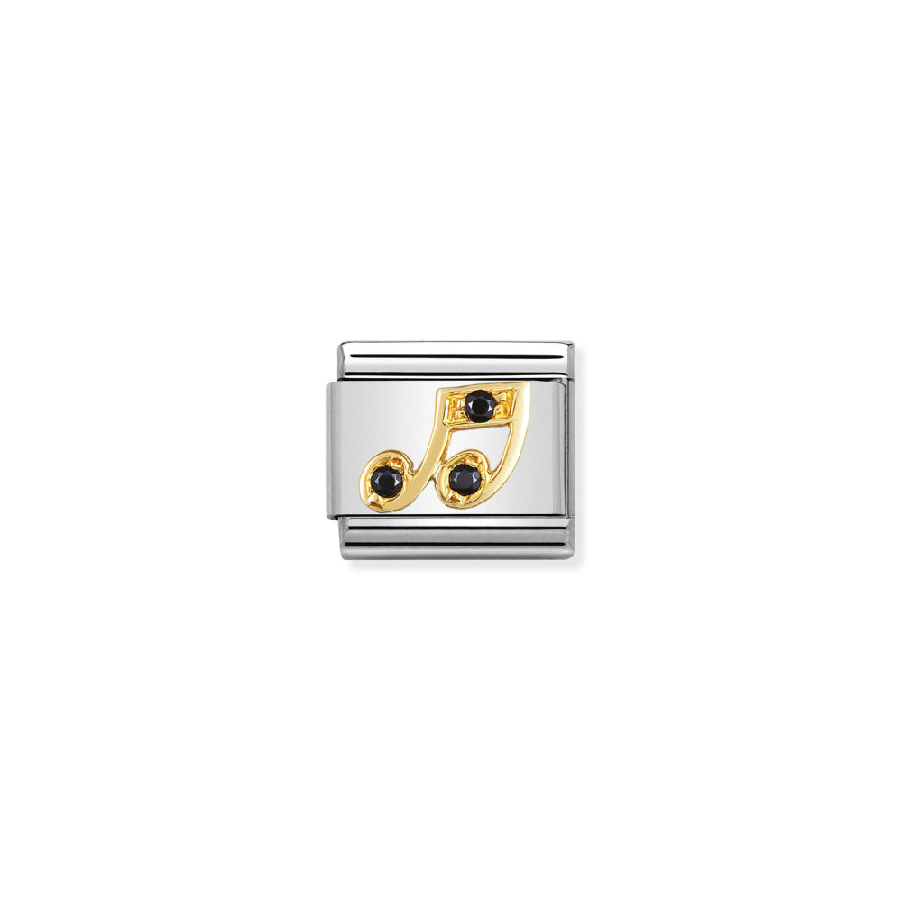 Nomination Gold and Black Composable Classic Fun Stainless Steel and Cubic Zirconia Musical Note Charm Image
