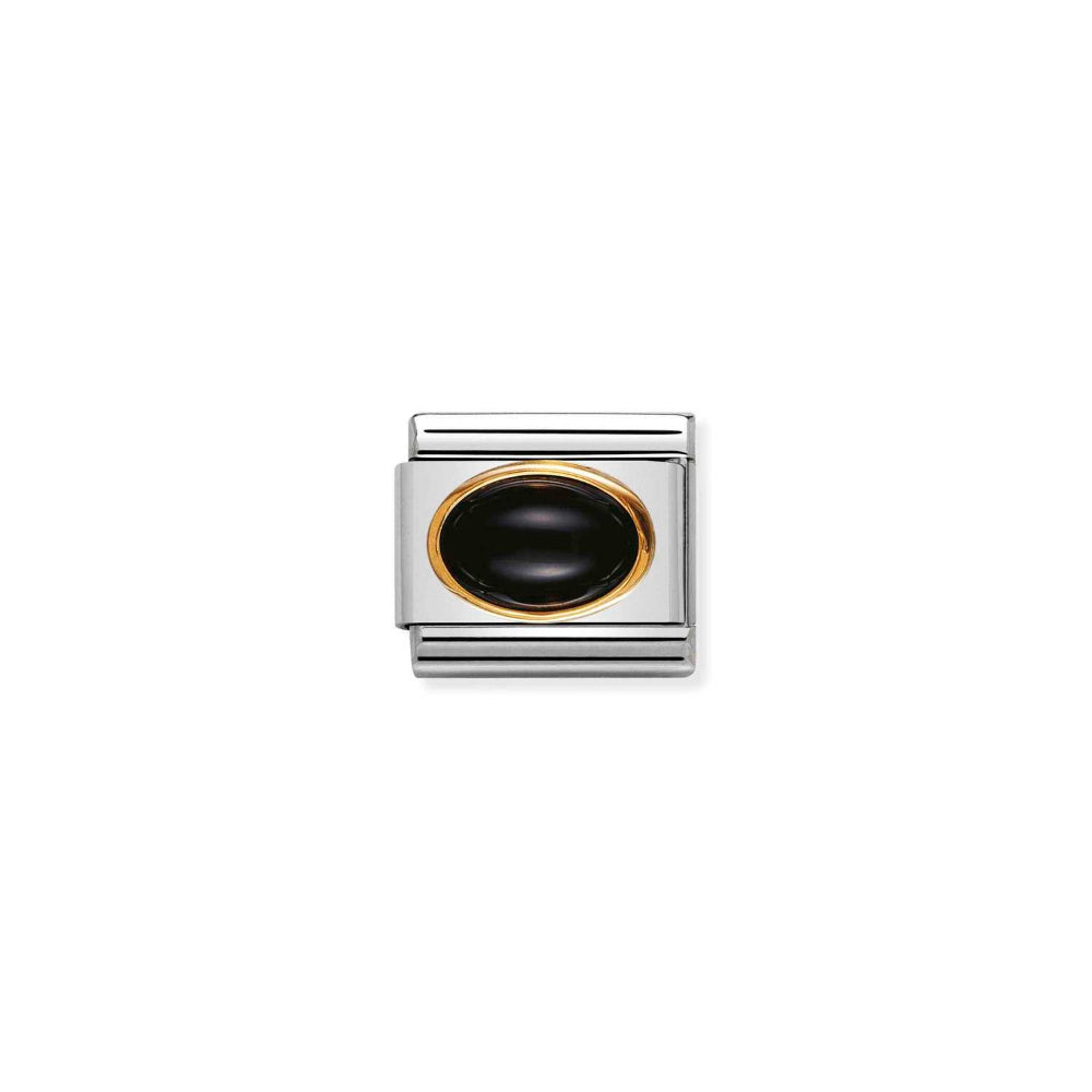 Nomination Gold and Black Composable Classic Oval Hard Stones In Stainless Steel Agate Charm Image