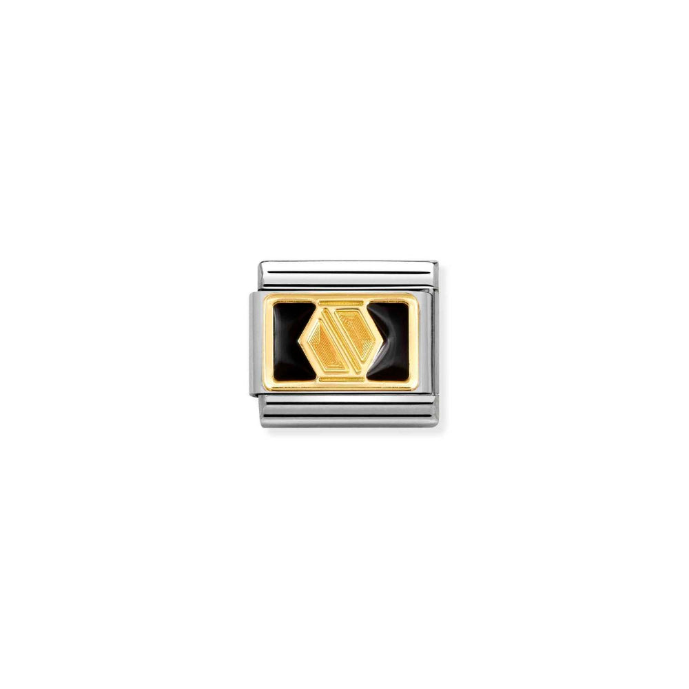 Nomination Gold and Black Composable Classic Plates Steel , Enamel Plate Nut Charm Image