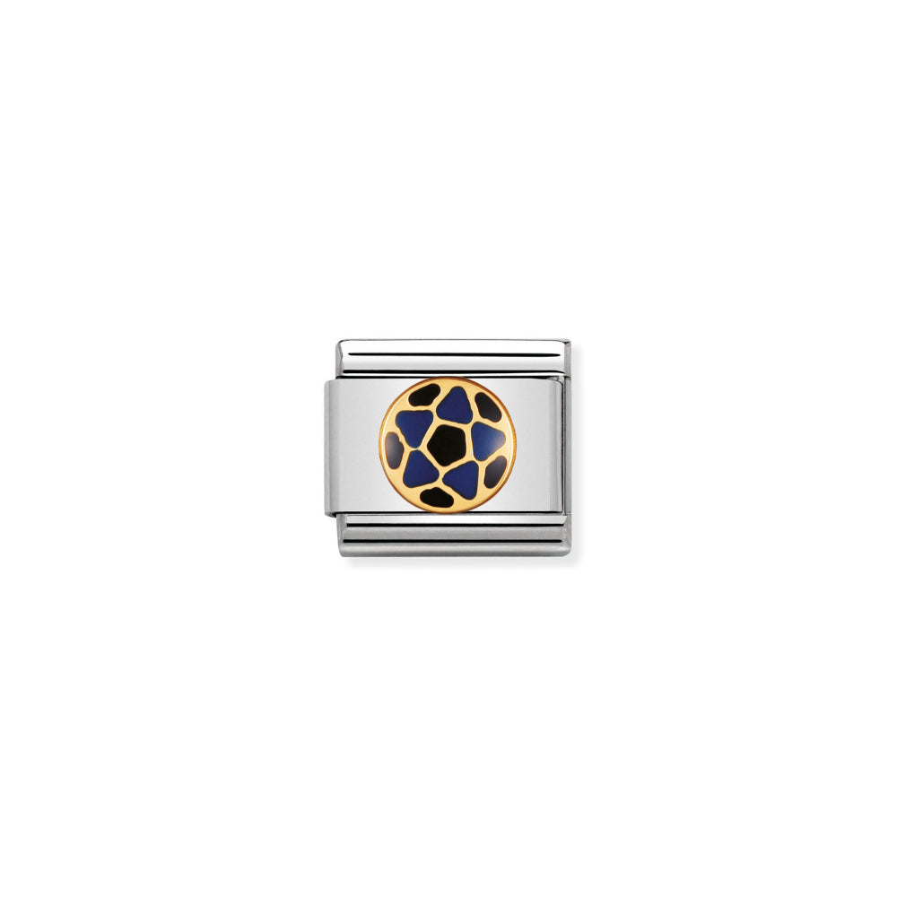 Nomination Gold and Black-Light Blue Composable Classic Italian Football In Stainless Steel with Enamel Ball Charm Image