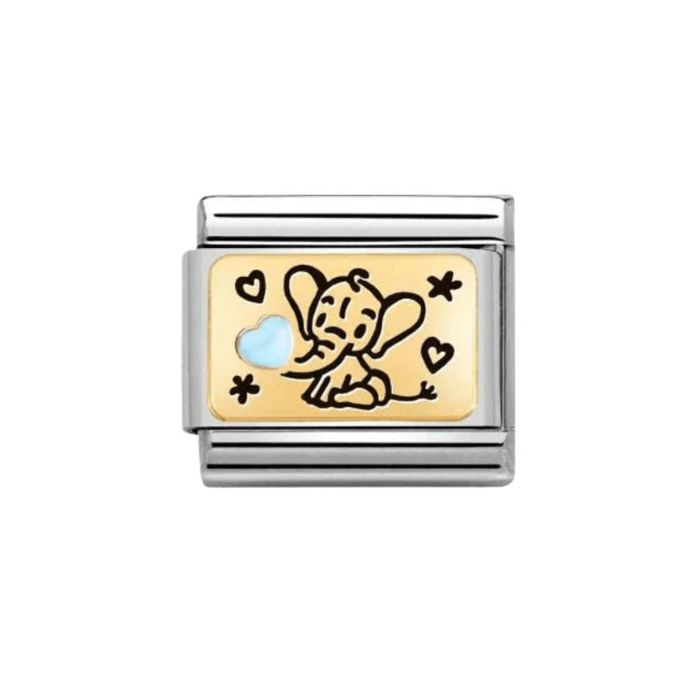 Nomination Gold and Light Blue Classic Plates Enamel Elephant Charm - MococoNomination030289/048033497522153Charms