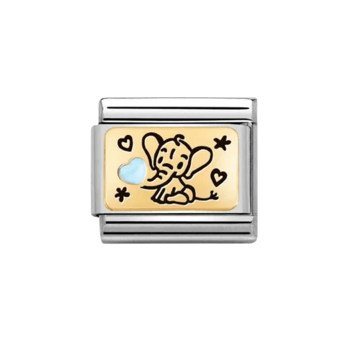 Nomination Gold and Light Blue Classic Plates Enamel Elephant Charm - MococoNomination030289/048033497522153Charms