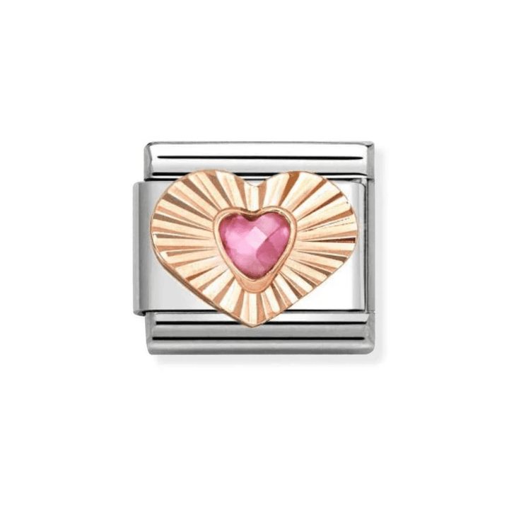 Nomination Gold and Pink and Classic Diamond Heart CZ, Charm - MococoNomination430610/0038033497568663Charms