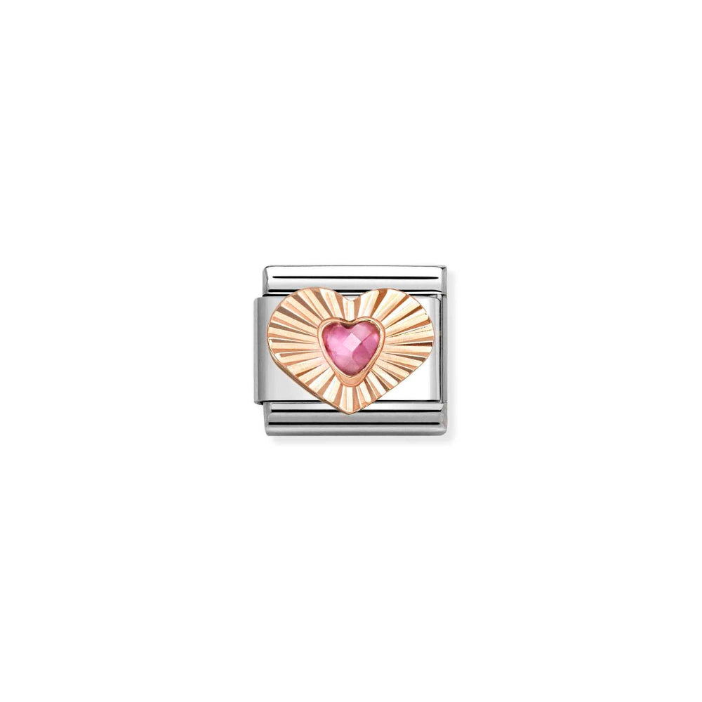 Nomination Gold and Pink and Composable Classic Diamond Heart CZ, In Steel Charm Image
