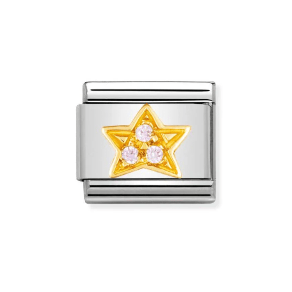 Nomination Gold and Pink Classic Fun Stainless with Cubic Zirconia Star Charm - MococoNomination030308/068033497017994Charms